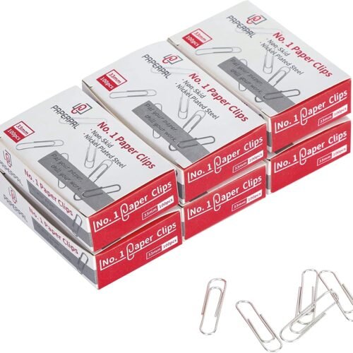 PAPERPAL #1 Nonskid Paper Clips, 600 Medium Paperclips for Office School & Personal Use, Daily DIY, 1-2/7" Silver Heavy Duty Non-Skid Paper Clip Standard Size(6 Boxes of 100 Each)