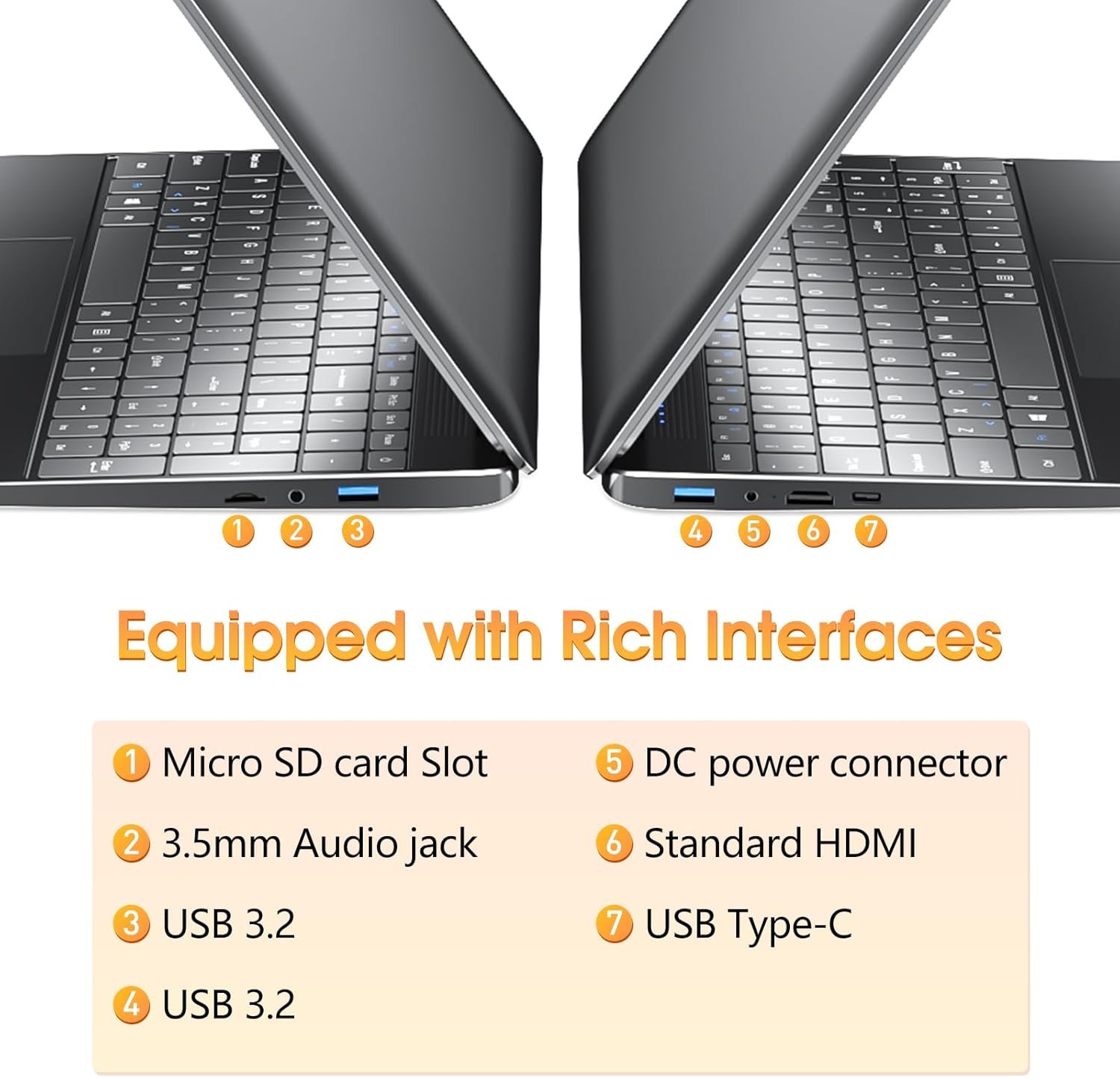 15.6 Inch Laptops, 8GB DDR3 512GB SSD Windows 11 Laptop Computer with I3 Processor, HD Display, 52Wh Battery, Wi-Fi 5, BT4.2, HDMI, USB3.2, Type-C, for Business and Students - Image 6