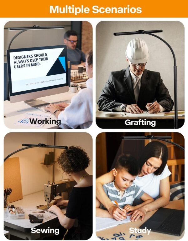 ACNCTOP Desk Lamp for Office Home - Eye-Caring Architect Task Lamp 25 Lighting Modes Adjustable LED Desk Lamp Flexible Gooseneck Clamp Light for Workbench Drafting Reading Study
