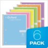 Oxford Spiral Notebook, 1 Subject, College Ruled Paper, 8 x 10-1/2 Inch, Pastel Pink, Orange, Yellow, Green, Blue and Purple, 70 Sheets (63756), Set of 6