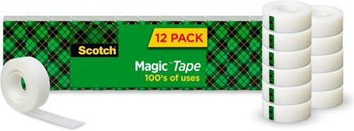Scotch Magic Tape, Invisible, Home Office Supplies and Back to School Supplies for College and Classrooms, 12 Rolls