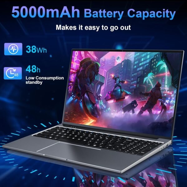 jumper Laptop Computer 16 inch, Laptop Computer with 4 Core Processor, Student Laptops 16GB DDR4 512GB SSD, FHD 1920x1200 Display, WiFi 5G/2.4G, Mini HDMI, USB3.0, Type-C, 38Wh Battery