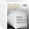 Sheet Protectors 8.5 x11 Inch, 100 Pack Page Protectors for 3 Ring Binder, Top Loading Plastic Sleeves with Reinforced 3-Hole Punch for Binders, Letter Size, for Documents and Photos, Office Supplies.