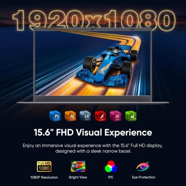 15.6 inch Win11 Laptop Computer, 1920x1080 IPS Screen, 12GB DDR5 RAM / 512GB SSD, N95(Beats N5095) Processor Notebook PC, Support Fingerprint, WiFi 5, BT, Full Size Keyboard