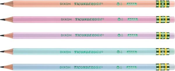Ticonderoga® Pastel Pencils, #2 Soft, Assorted Colors, Pack of 10 Pencils