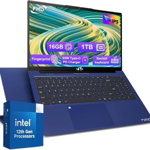 15.6-FHD-Laptop Student-Laptop, 16GB RAM 1TB SSD, Intel Pentium Quad-Core N100 Processor (Up to 3.4GHz) Backlit Keyboard Fingerprint WiFi 6 BT5.2 Business-Laptop, 2 Years Warranty Windows 11 Laptop