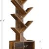 SUNMORY 6 Tier Tree Bookshelf, Small Bookcase with Storage Cabinet, Modern Tall Narrow Bookshelves Organizer, Floor Standing Book Shelf for Bedroom/Living Room/Home Office/Corner, Rustic Brown
