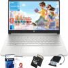 HP Student Business Laptop Computer - w/Microsoft Office Lifetime & Free CD/DVD Drive • 16GB RAM • 128GB eMMC & 256GB Extend Micro SD • Intel 4-Core Processor • HD Display • Win11 Pro(Silver)