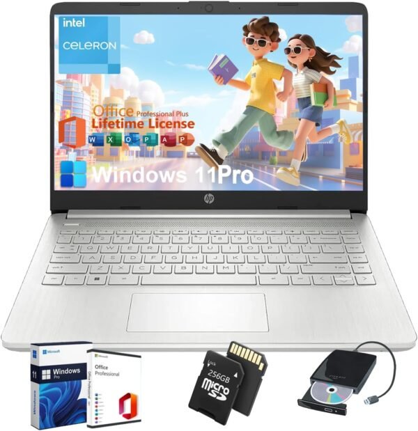 71NSWSROr1L._AC_SL1500_.jpg HP Student Business Laptop Computer - w/Microsoft Office Lifetime & Free CD/DVD Drive • 16GB RAM • 128GB eMMC & 256GB Extend Micro SD • Intel 4-Core Processor • HD Display • Win11 Pro(Silver)