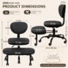 Cross Legged Office Meditation Chair with Wheels - Adjustable Height Yoga Kneeling Chair with Lumbar Support - Black