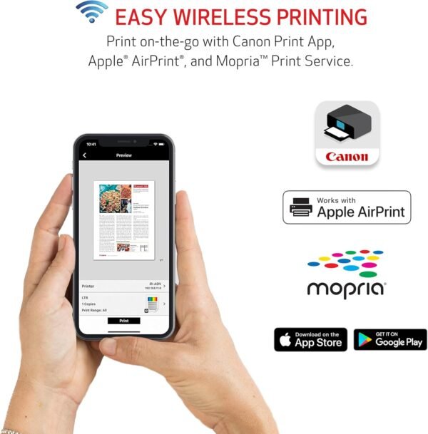 Canon PIXMA TR4720 All-in-One Wireless Printer, Home Use with Auto Document Feeder, Mobile Printing and Built-in Fax, Black