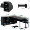 Tribesigns 71 inch Executive Desk, L Shaped Desk with Cabinet Storage, Executive Office Table with Shelves, Business Furniture Set Workstation for Home Office, Gray