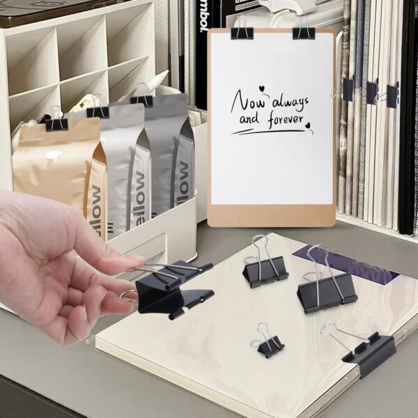 660 PCS Binder Clips Assorted Sizes Including X Large, Large, Medium, Small, X Small and Micro, Office Supplies File Clamps Paper Clips, 6 Sizes in 1 Pack, Metal Black Clamps for School, Home
