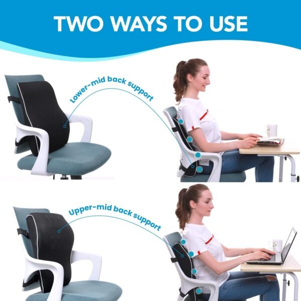 QUTOOL Lumbar Support Pillow for Office Chair,Office Home Essentials,Back Support Pillow for Car, Chair Cushions,Back Pain Relief Improve Posture,Mesh Cover Double Adjustable Straps