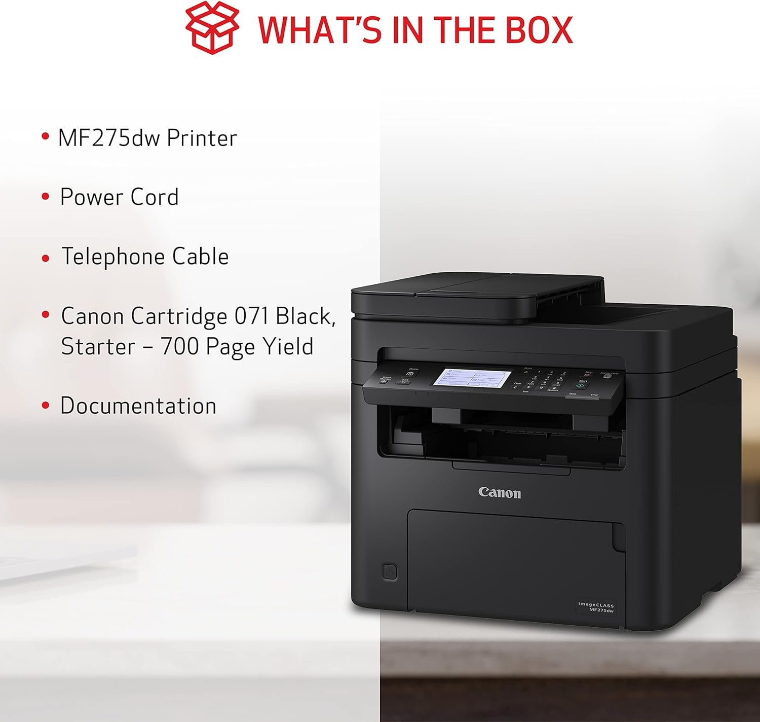 Canon imageCLASS MF275dw - Monochrome, Duplex Wireless Laser Printer, All-In-One With Scanner, Copier, Fax, Mobile Ready, 30 PPM, Black - Image 7