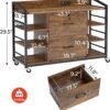 SEDETA 44" File Cabinet, Filing Cabinet fits Legal/Letter Size, 2 Drawer File Cabinets for Home Office with Lock, Power Strip, 6 Storage Shelves, Rustic Brown