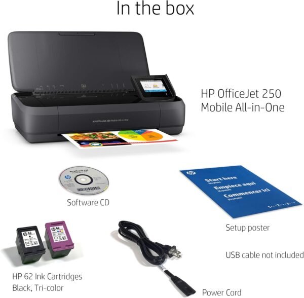 HP OfficeJet 250 All-in-One Portable Printer with Wireless & Mobile Printing, Works with Alexa (CZ992A) Black