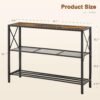 Hoctieon Industrial Console Table, 3 Tier Entryway Tables, Hallway Desk, Narrow Sofa Tables with Shelves, Entrance Table for Entryway, Living Room, Foyer, Hallway, Office, Rustic Brown&Black