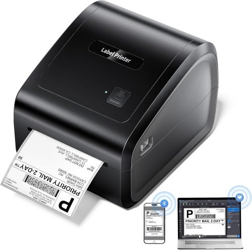 Bluetooth Thermal Label Printer 4x6, Ethernet Shipping Label Printer, D550 Pro Wireless Thermal Shipping Label Printer for Small Business, Office, Home, Support Bluetooth/Ethernet/USB