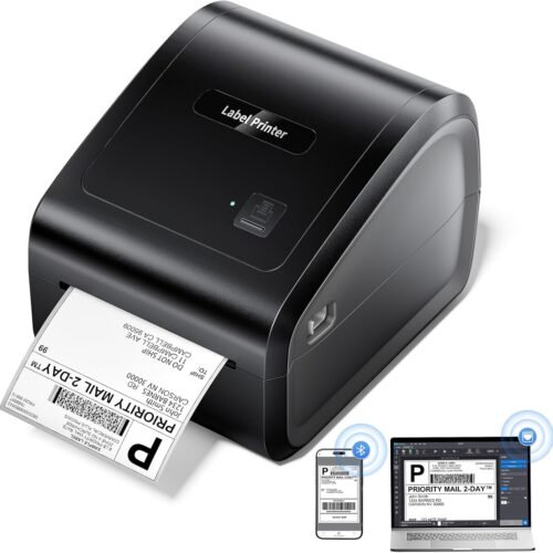 Bluetooth Thermal Label Printer 4x6, Ethernet Shipping Label Printer, D550 Pro Wireless Thermal Shipping Label Printer for Small Business, Office, Home, Support Bluetooth/Ethernet/USB