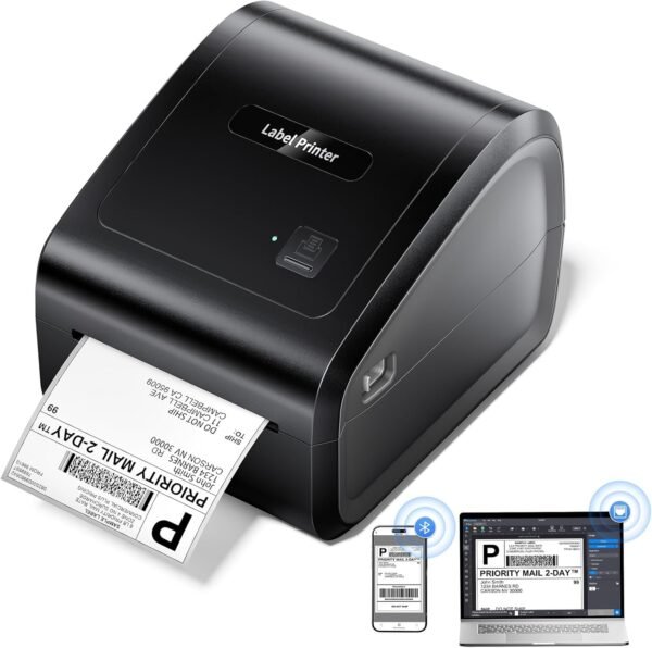 Bluetooth Thermal Label Printer 4x6, Ethernet Shipping Label Printer, D550 Pro Wireless Thermal Shipping Label Printer for Small Business, Office, Home, Support Bluetooth/Ethernet/USB