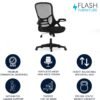 Flash Furniture Porter High Back Black Mesh Ergonomic Swivel Office Chair with Black Frame and Flip-up Arms