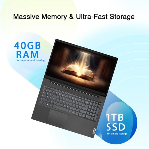 Lenovo V15 Business Laptop | Intel Pentium N6000 4-core Processor | 15.6 FHD (1920 x 1080) | 40GB RAM | 1TB PCIe SSD | Anti-Glare | WiFi-6 | Military Durability | Ethernet RJ-45 | Windows 11 Pro