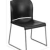 Flash Furniture Hercules Series Contoured Stacking Chairs for Waiting Rooms and Offices, Ergonomic Lobby Chairs with Curved Back, Set of 5, Black