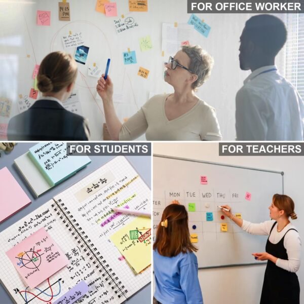 Sticky Notes 3x3 Inch, 8 Pack Sticky Pads (100 Sheet/Pad), Bulk Sticky Note Pads, Assorted Multicolor Self-Sticky Notes Pad - Back to School and Office Supplies Blank Desk Note Pads.