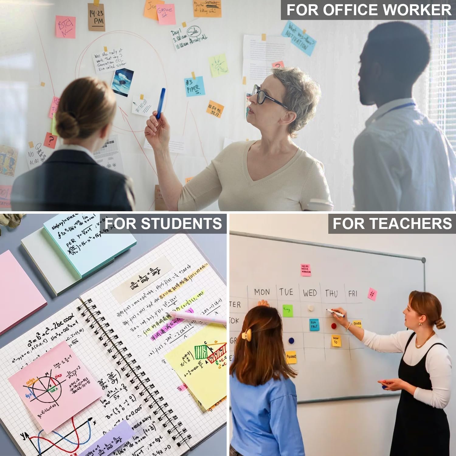 Sticky Notes 3x3 Inch, 8 Pack Sticky Pads (100 Sheet/Pad), Bulk Sticky Note Pads, Assorted Multicolor Self-Sticky Notes Pad - Back to School and Office Supplies Blank Desk Note Pads. - Image 7