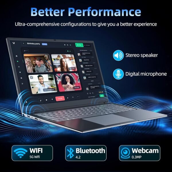 Windows 11 Laptops, 17.3 Inch Laptop Computer with Core i3 CPU, 4GB DDR4 128GB SSD, 60800mWh Battery, FHD IPS Display, Type-C, 5G WiFi, BT4.2, Webcam, USB3.2, HDMI, for Student and Business
