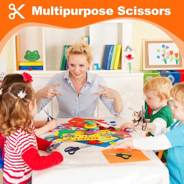 Scissors for Office School Supplies, Hnncugty 8" Scissors All Purpose Bulk Set of 6-Pack, Sharp Shears for Home Craft Sewing Fabric Middle School Student Teacher Supplies, Comfort Right/Left Handed