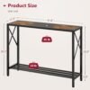 Tajsoon Console Table, 2-Tier Industrial Entryway Table, 41.8”L Narrow Entrance Sofa Table with Shelves, Hallway, Living Room, Foyer, Corridor, Office, Rustic Brown and Black
