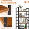 Sweetcrispy Book Shelf, 5 Tier Bookcase, Modern Tall Bookshelf for Garage Kit, CDs, Movies, Industrial Corner Storage Organizer for Bedroom Home Office Kitchen Living Room, Rustic Brown