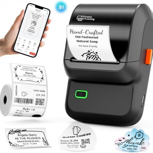 Label Maker Machine with Tape, M100 Bluetooth Label Printer, Versatile App with 1000 Icons and 300 Templates, 2 Inch Address Label Maker for Small Business, Office, Home, School, Black