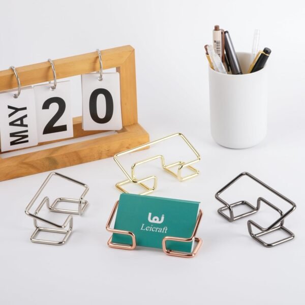 Business Card Holder for Desk, Cute Metal Card Organizers and Office Desk Accessories for Men and Women (Golden)
