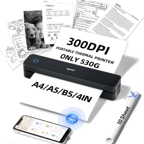 iDPRT MT610 Pro Portable Thermal Printer, 300DPI HD Mobile-Travel-Printers, Inkless-Wireless-Small-Printer for Home Use, Office, Vehicles, Bluetooth Printers Supports 8.5" x 11" US Letter&A4&A5 Size