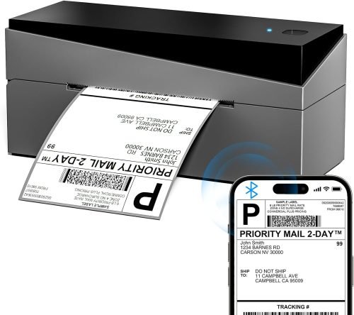 Bluetooth Shipping Label Printer 4x6, 249BT Thermal Label Printer 4x6 for Small Business, Shipping Packages, Office, Home, Compatible with Android iPhone iPad Windows macOS Chrome USPS Etsy