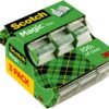 Scotch Magic Tape, 3 Dispensered Rolls, Numerous Applications, Invisible, Clear Tape Engineered for Repairing, 3/4 x 300 Inches