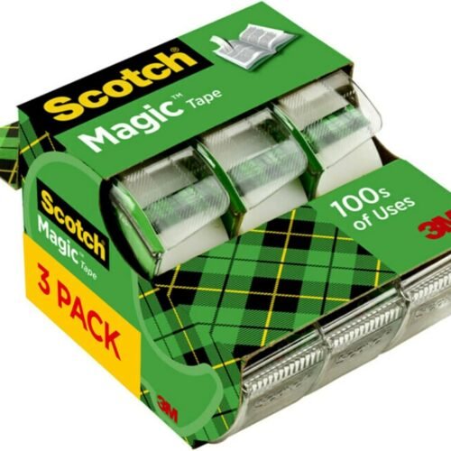 Scotch Magic Tape, 3 Dispensered Rolls, Numerous Applications, Invisible, Clear Tape Engineered for Repairing, 3/4 x 300 Inches