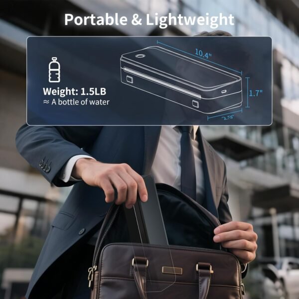 Portable Printer with 6 Rolls Multi-Size Paper, Bluetooth Inkless Thermal Printer Compatible with iOS, Android, Laptop, Used for Travel, Office, Home(Black)