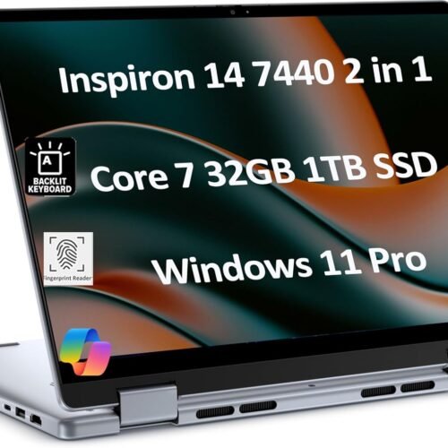 Dell Inspiron 14 7440 2-in-1 Business Laptop (14" FHD+ Touchscreen, Intel 10-Core 7 150U (> i7-1355U), 32GB RAM, 1TB SSD) Backlit Keyboard, Fingerprint Reader, FHD Webcam, Win 11 Pro w/AI Copilot