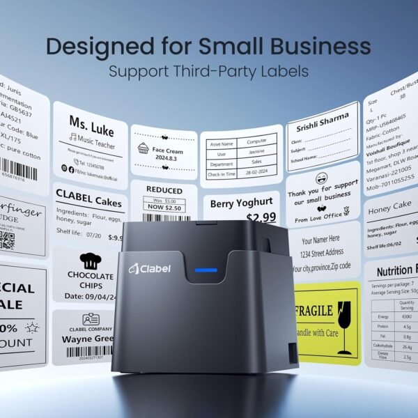 CLABEL Desktop Bluetooth Label Printer CT221D Label Maker Machine with Direct Thermal Printing, 2 Inch Barcode Recepit Sticker Printer for Small Business Address Office with 1 Roll Label