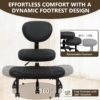 Cross Legged Office Meditation Chair with Wheels - Adjustable Height Yoga Kneeling Chair with Lumbar Support - Black