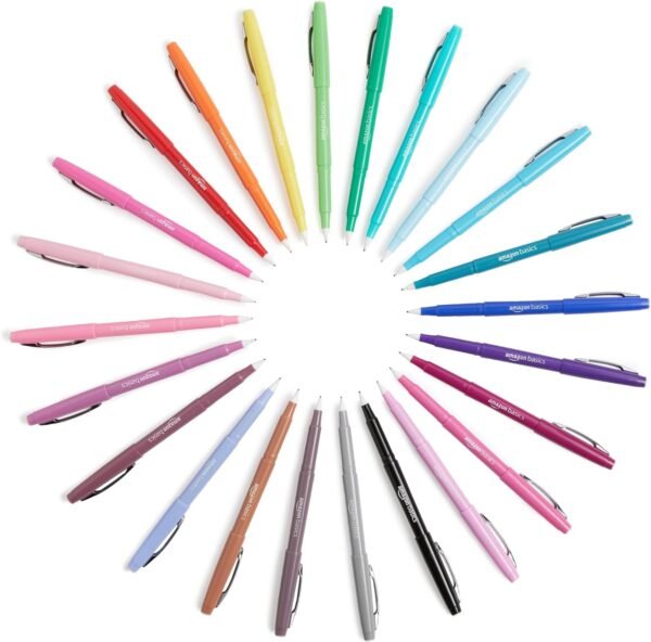 Amazon Basics Felt Tip Markers, Assorted Colors, 12-Pack