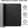 Aothia Leather Desk Pad Protector,Mouse Pad,Office Desk Mat, Non-Slip PU Leather Desk Blotter,Laptop Desk Pad,Waterproof Desk Writing Pad for Office and Home (Black,31.5" x 15.7")