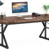 Tribesigns 70.8-Inch Executive Desk, Large Computer Office Desk Workstation, Modern Simple Style Laptop Desk Study Writing Table Business Furniture for Home Office (Brown/Black, 70.8 Inch)