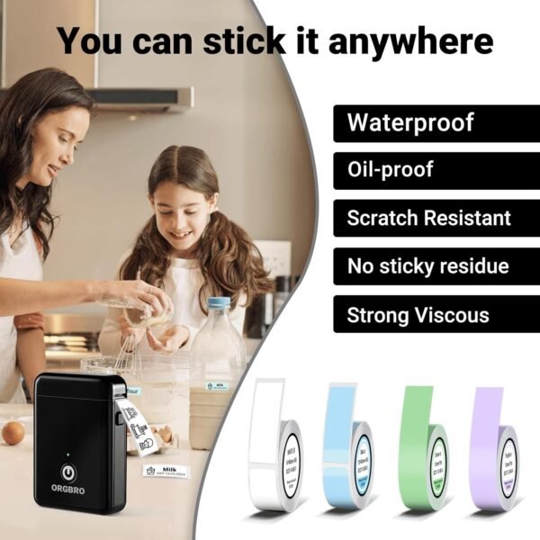 ORGBRO Label Maker Machine with Tape, X1 Portable Thermal Label Printer Support Continuous Waterproof Label & Pre-Cut Label, Bluetooth Small Label Makers with Multiple Templates for School Office Home