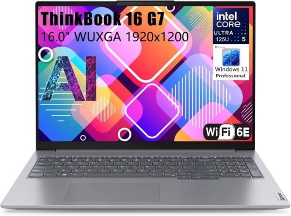 Lenovo Thinkbook 16 G7 Ultra 5 Premium Laptop Computer Intel 12-Core 16" FHD 32GB DDR5 RAM, 1TB PCIe SSD Thunderbolt 4 WiFi 6E RJ45 Win 11 Pro NPU AI Experience Copilot Business Laptop Vent-HEA