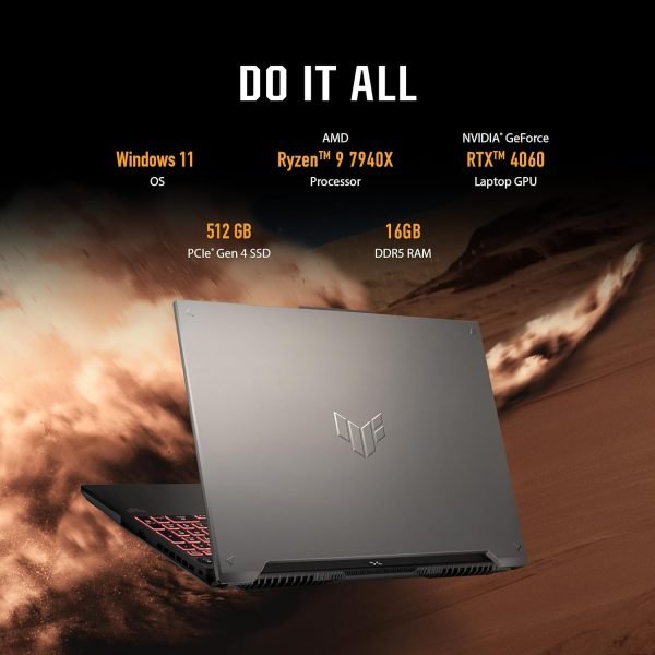 71ZQ169xX-L._AC_SL1500_.jpg ASUS TUF Gaming A16 Gaming Laptop, 16” FHD+ 1610 165Hz Display, AMD Ryzen™ 9 7940HX, NVIDIA® GeForce RTX™ 4060, 16GB DDR5, 512GB PCIe Gen4 SSD, Wi-Fi 6, Windows 11, FA607PV-AS93